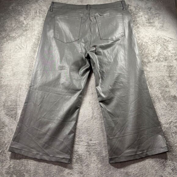 Kut From The Kloth Coated Jeans Meg Fab Ab Wide Leg High Rise Gray Size 18 C179 - Picture 3 of 11